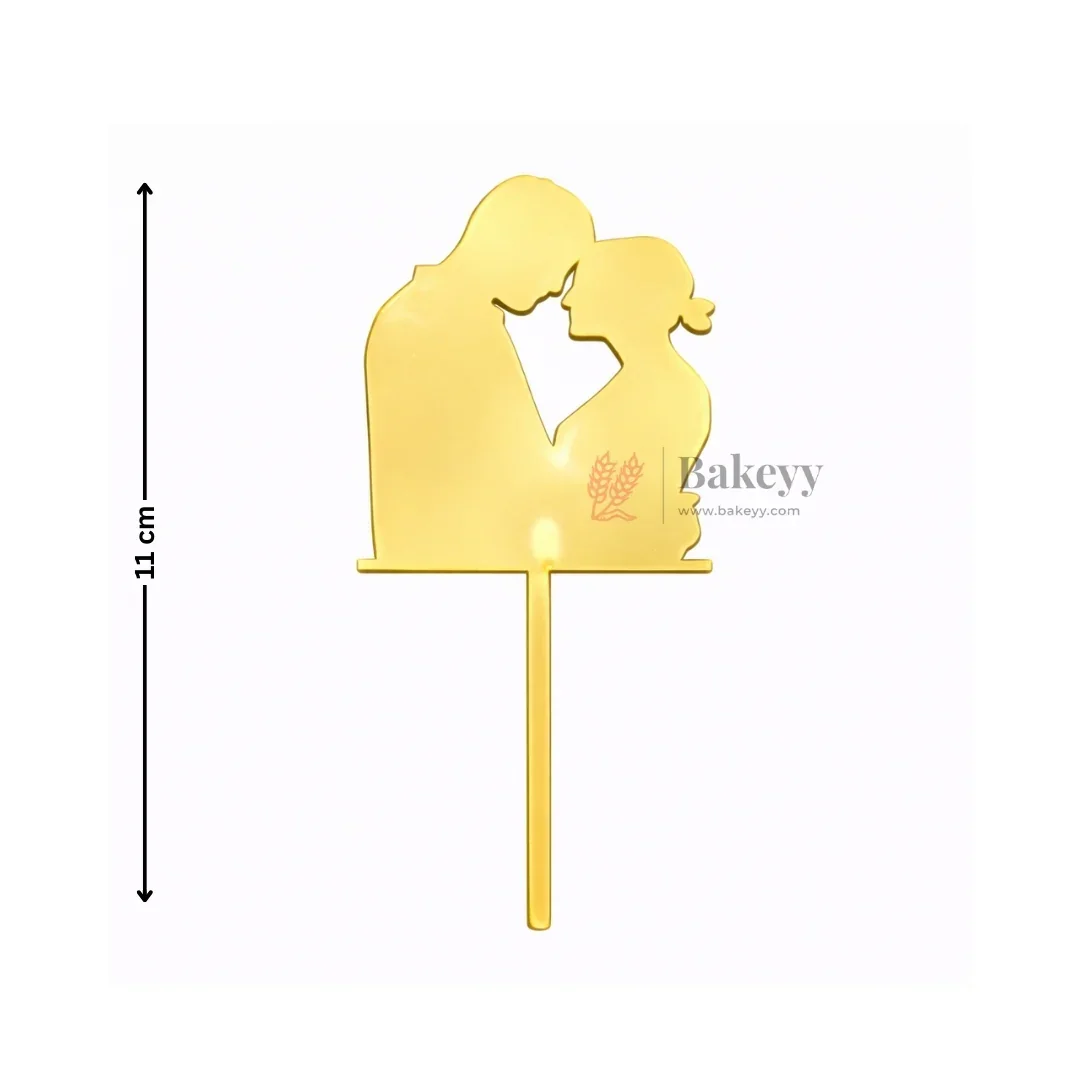 Premium Gold Mirror Cake Paper Topper – Happy Anniversary & Couple Theme l Pack of 1 - Image 7