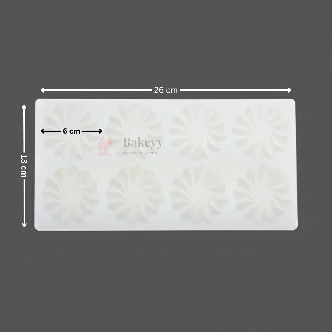 Swirl Flower Garnishing Silicone Mould for Cakes & Chocolates | Round Floral Design | Pack of 1 - Image 2