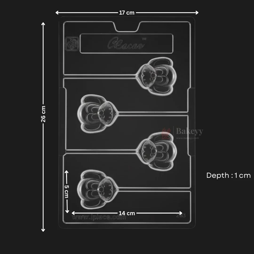 Mould 293 | Monkey Face Chocolate Lollipop Mould | 4 Cavity | Pack of 1 - Image 2