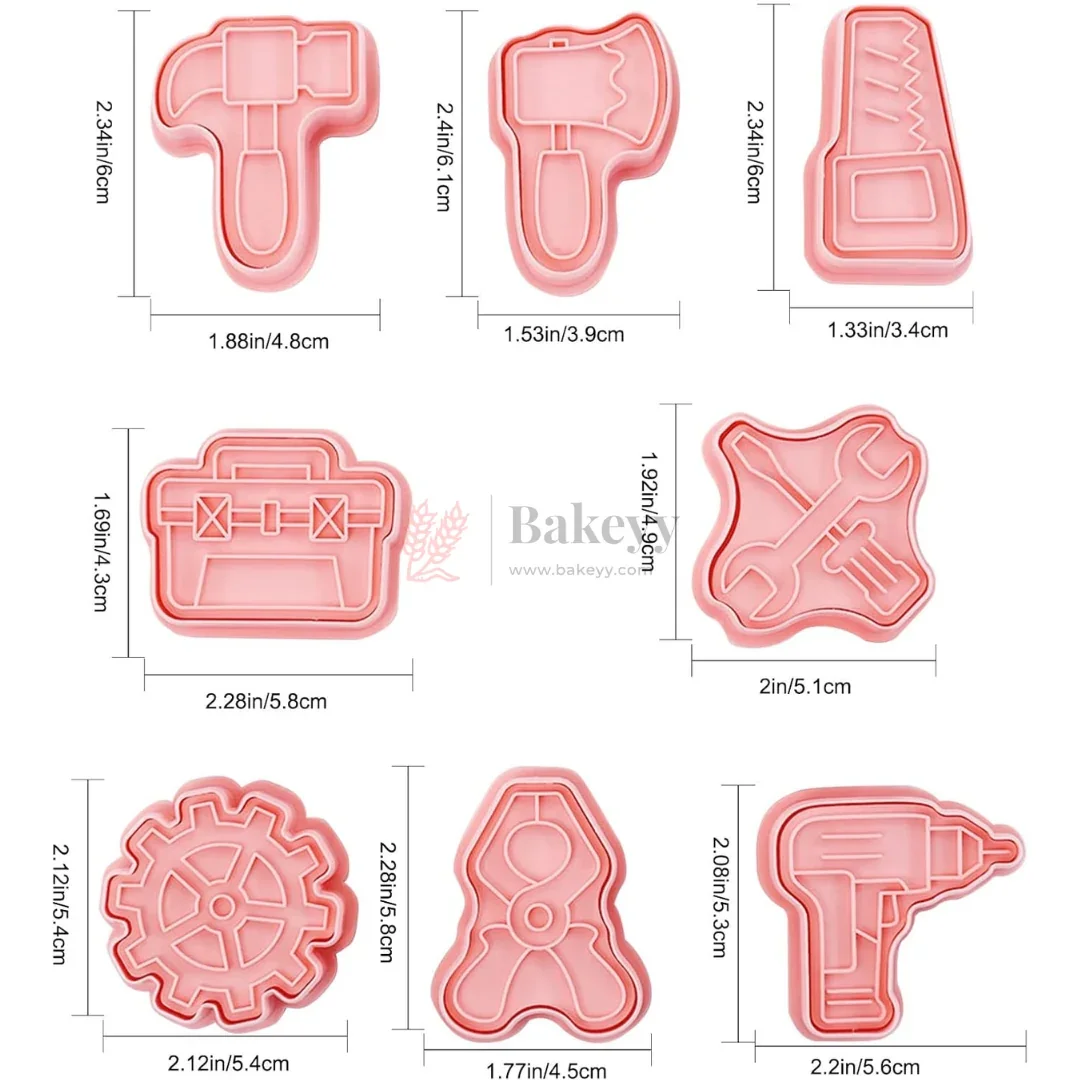 Tool Theme Cookie Cutter & Embosser | Set of 8 Piece | Pack of 1 - Image 3