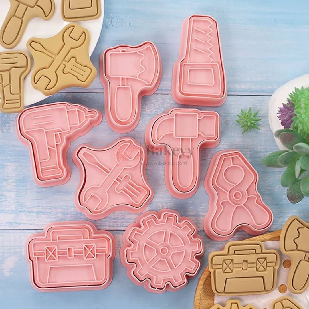 Tool Theme Cookie Cutter & Embosser | Set of 8 Piece | Pack of 1 - Image 4
