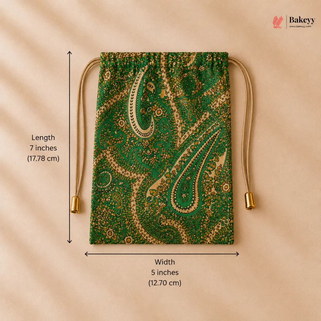 Traditional Printed Theme Potli Bag | Drawstring Closure | Pack of 10 - Image 3