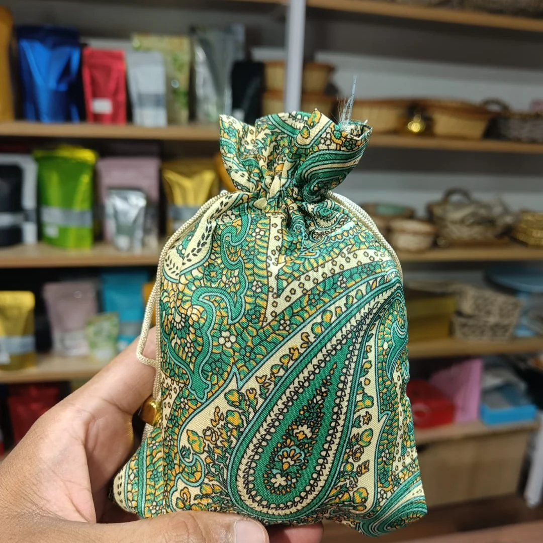 Traditional Printed Theme Potli Bag | Drawstring Closure | Pack of 10 - Image 4