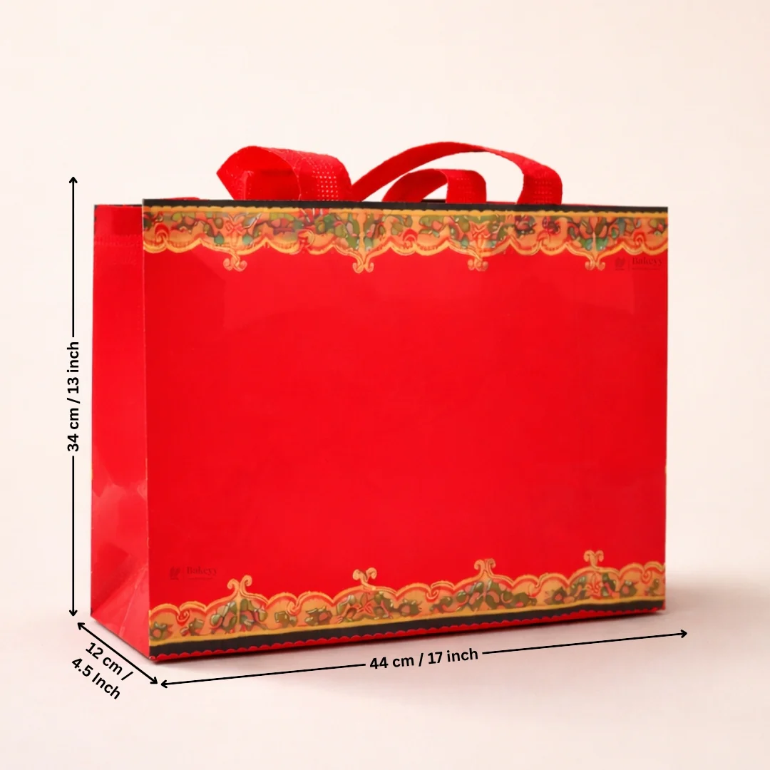 Traditional Red Festive Carry Bag with Decorative Border | 3 Size Options | Pack of 50 - Image 7