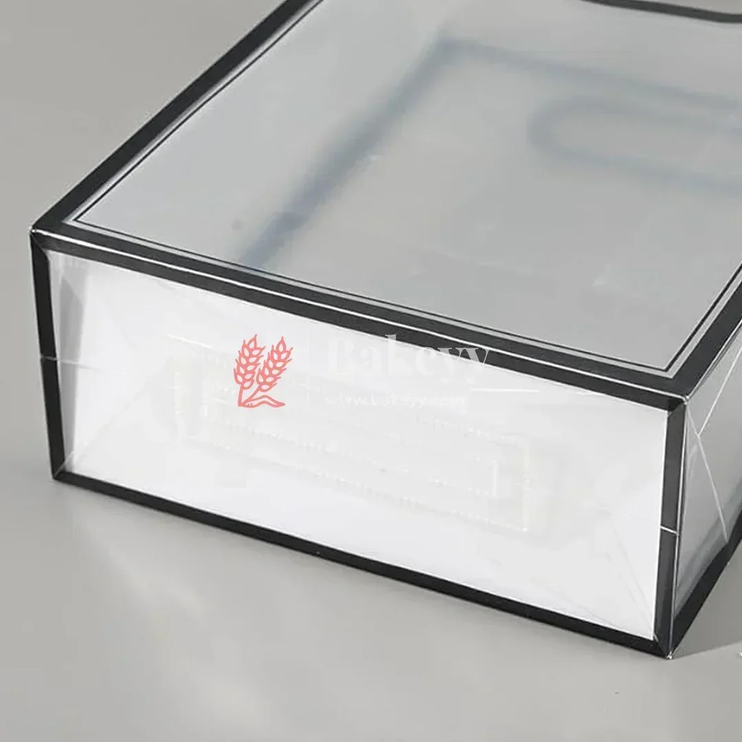 Transparent Gift Bag - Black | Oval‑Cut Handle| Pack Of 12 - Image 3