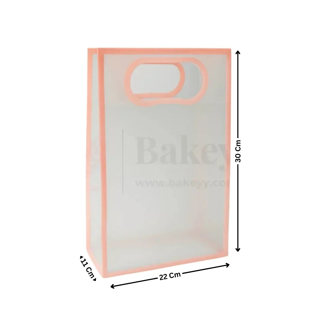Transparent Gift Bag - Peach | Oval‑Cut Handle| Pack Of 12 - Image 6
