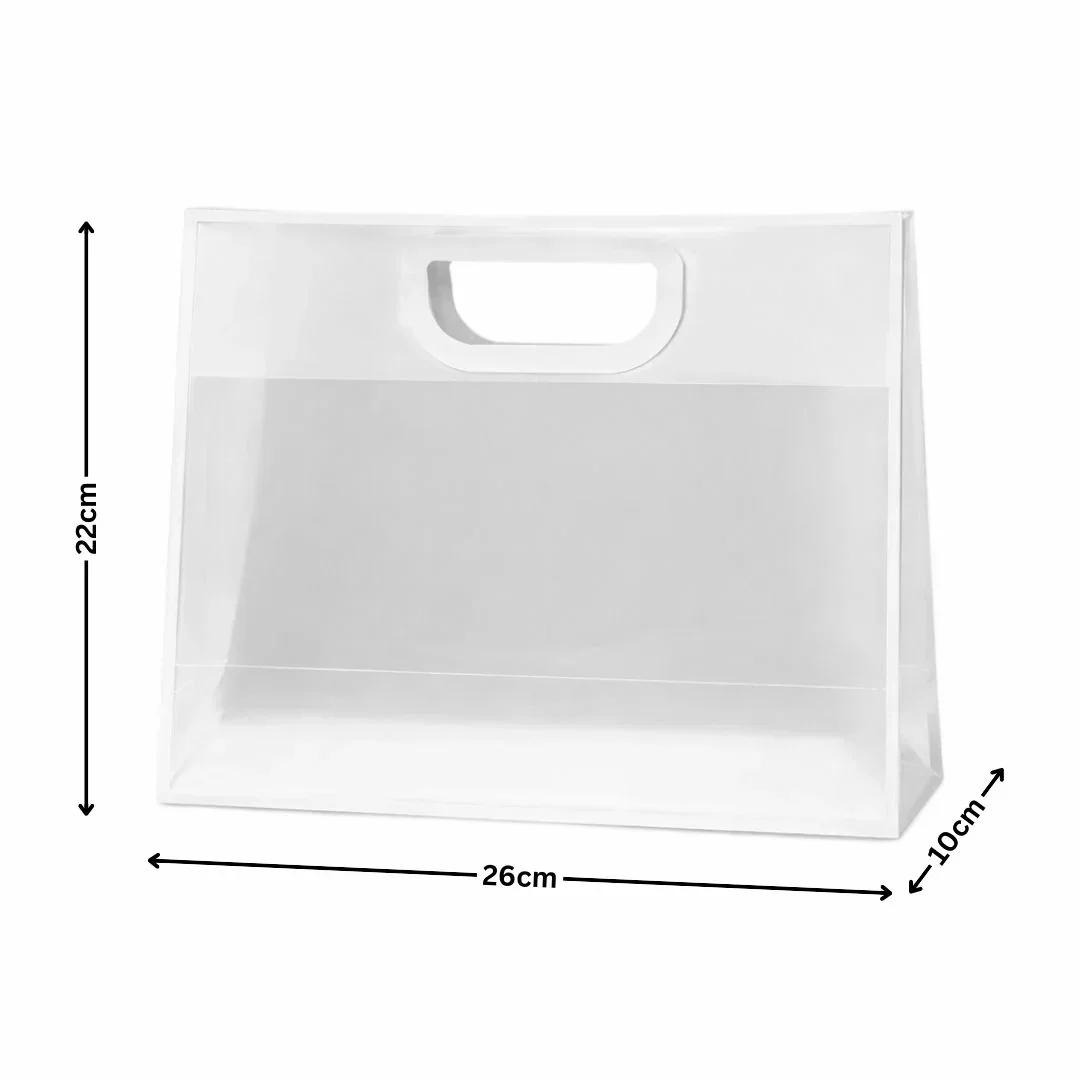 Transparent Gift Bag - White | Oval‑Cut Handle| Pack Of 12 - Image 4