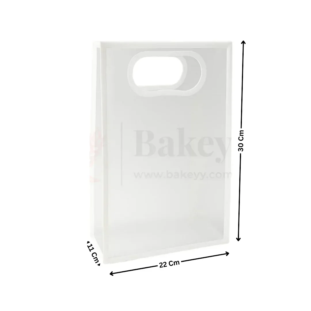 Transparent Gift Bag - White | Oval‑Cut Handle| Pack Of 12 - Image 5