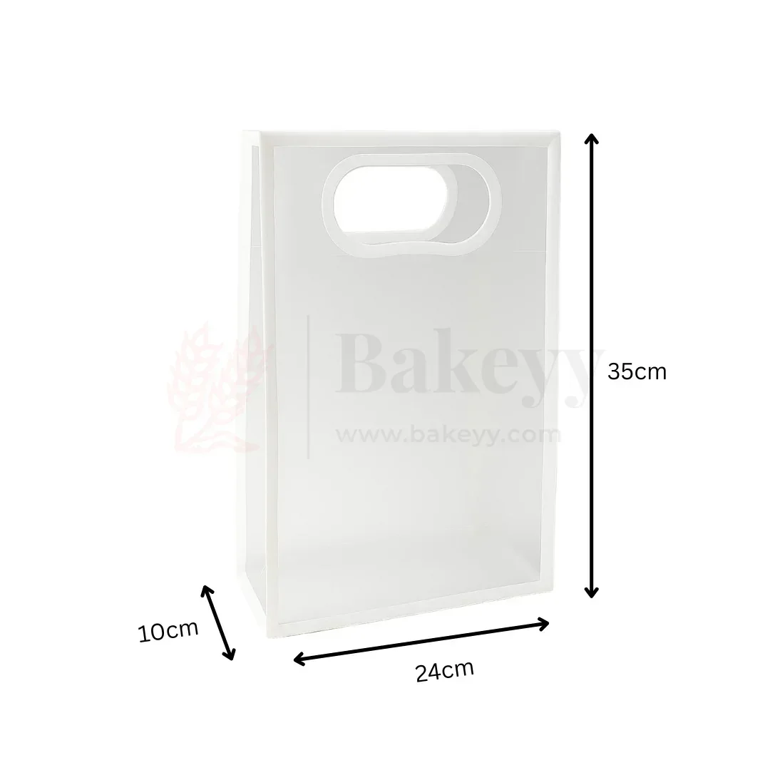 Transparent Gift Bag - White | Oval‑Cut Handle| Pack Of 12 - Image 6