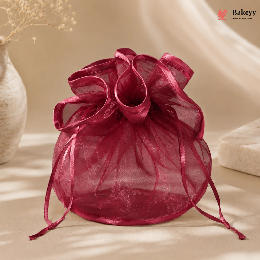 Transparent Organza Topi Bag | Draw string closure | Available in 5 colours | Pack of 25 - Image 10