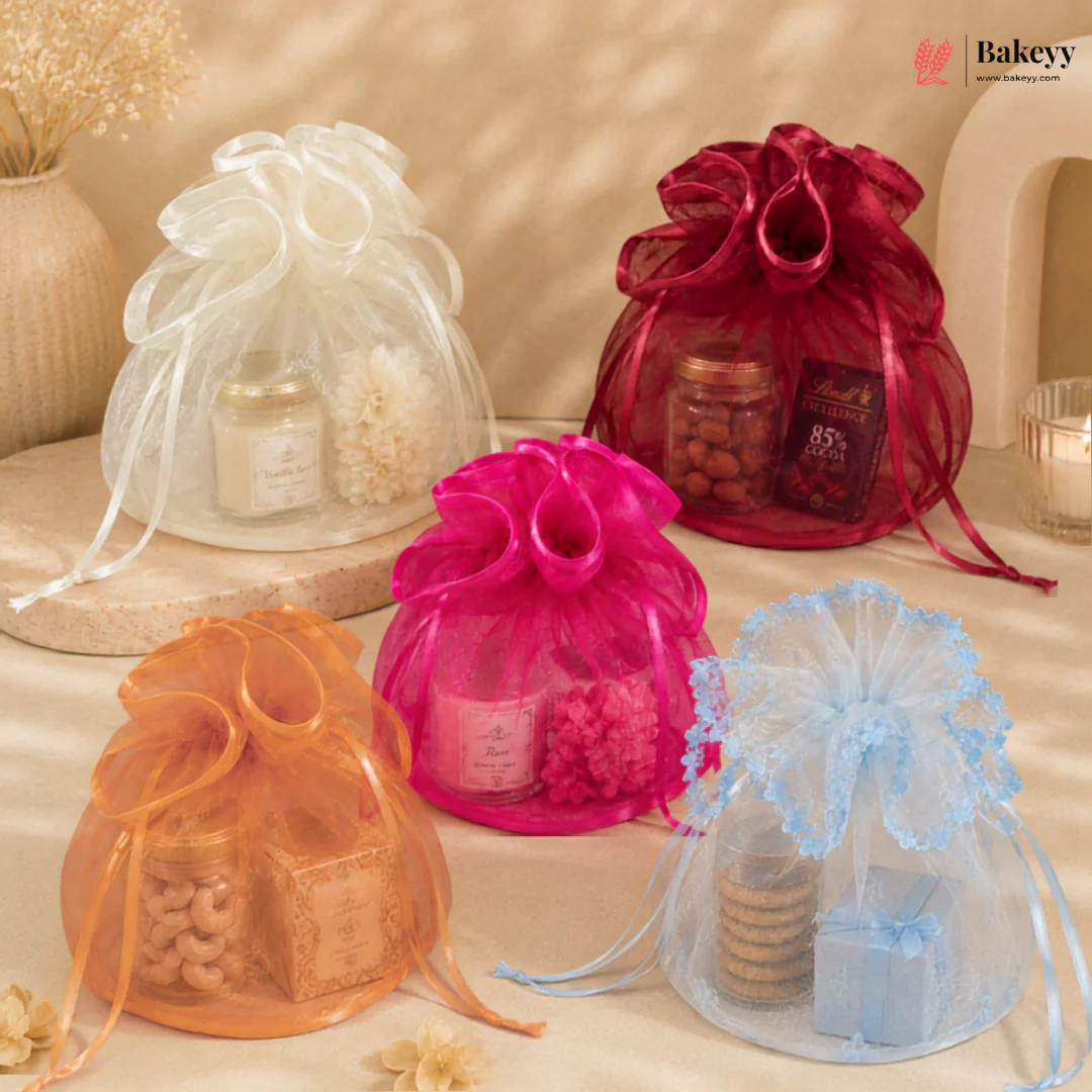 Transparent Organza Topi Bag | Draw string closure | Available in 5 colours | Pack of 25 - Image 13