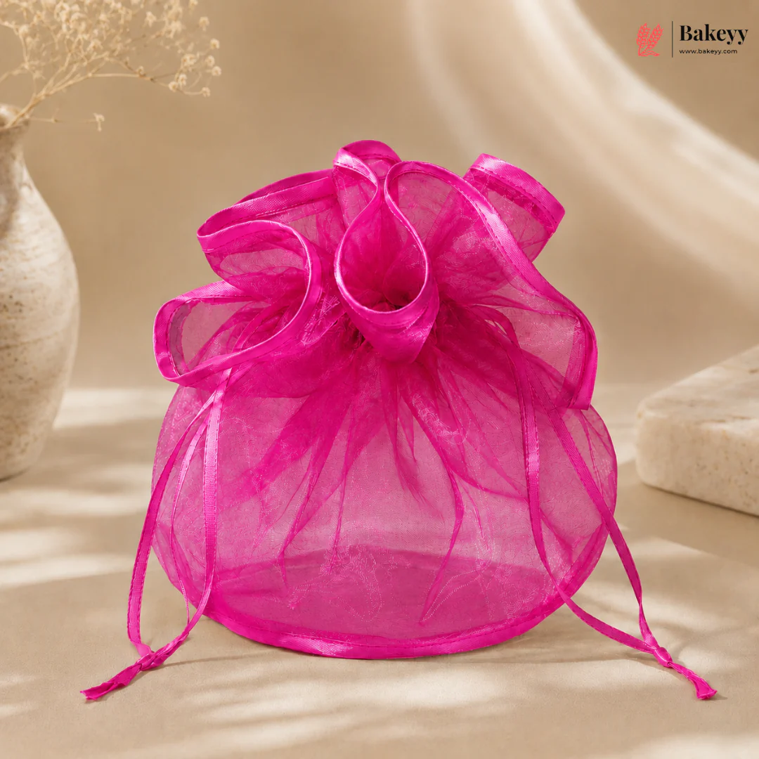 Transparent Organza Topi Bag | Draw string closure | Available in 5 colours | Pack of 25 - Image 4