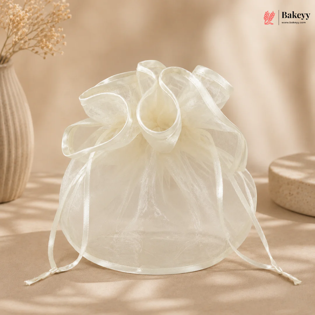 Transparent Organza Topi Bag | Draw string closure | Available in 5 colours | Pack of 25 - Image 6