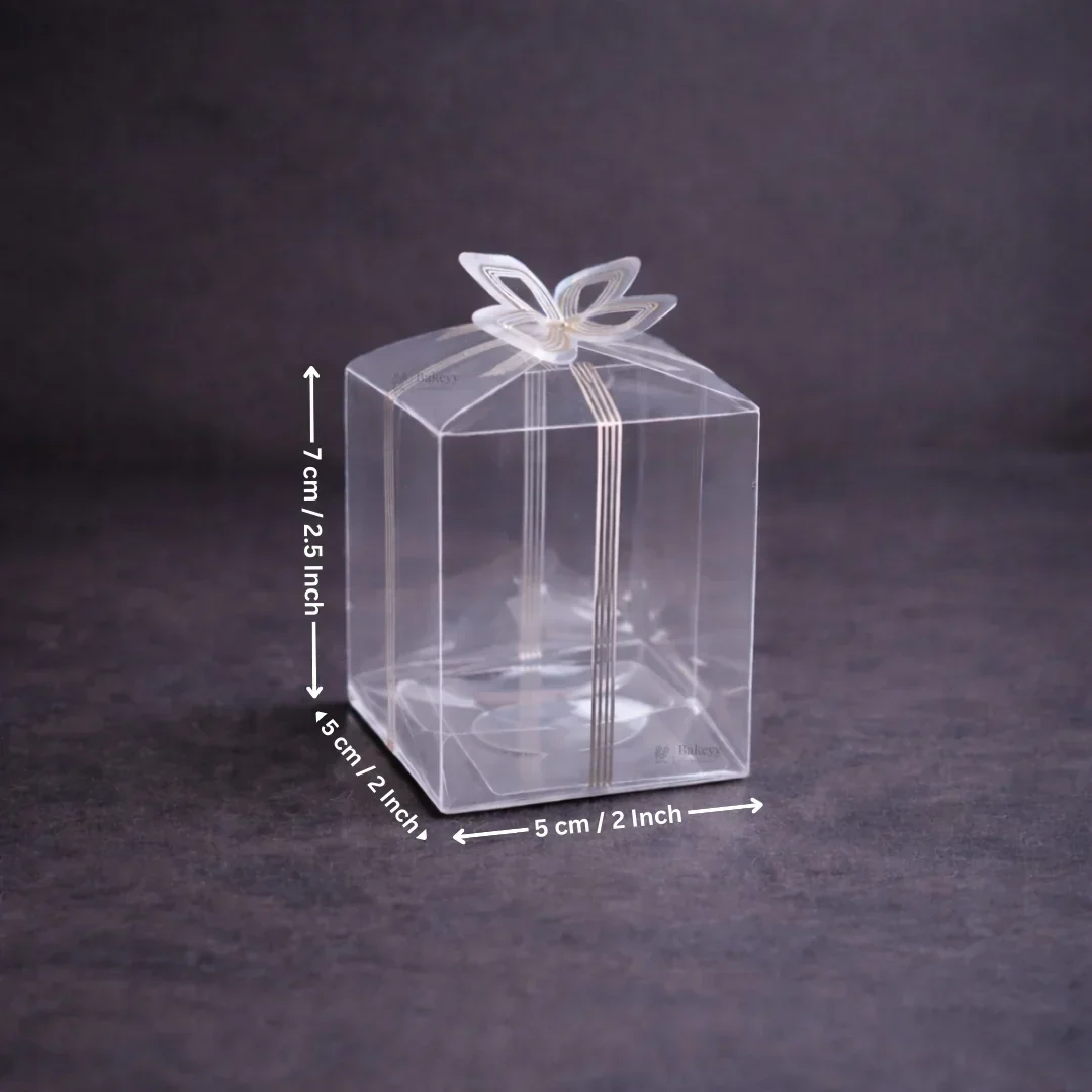 Transparent PVC Gift Box with Gold & Silver Bow Top | Premium Clear Goodie Box | 3 Sizes Available | Pack of 10 - Image 9