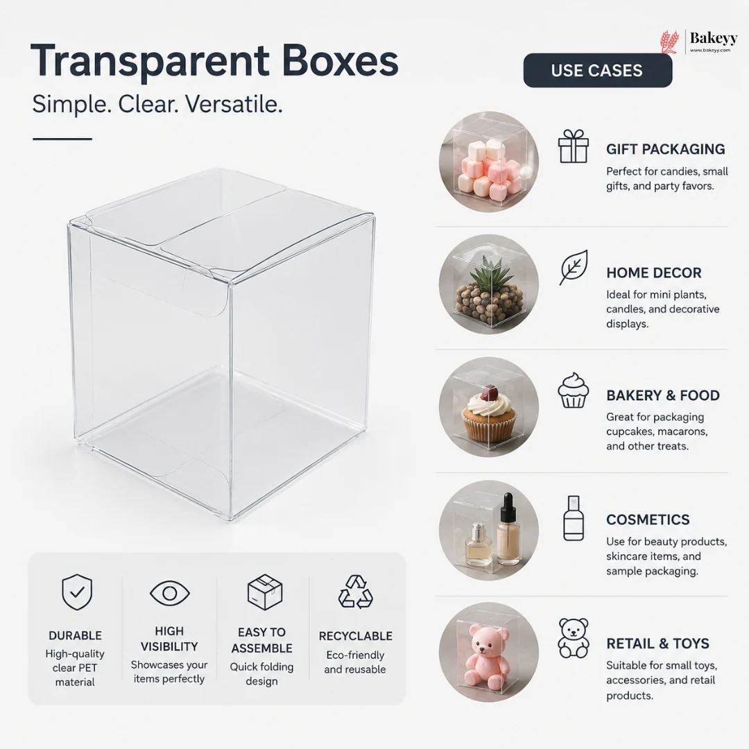 Transparent PVC Goodie Box | Cube & Rectangle Display Box | Pack of 10 - Image 7
