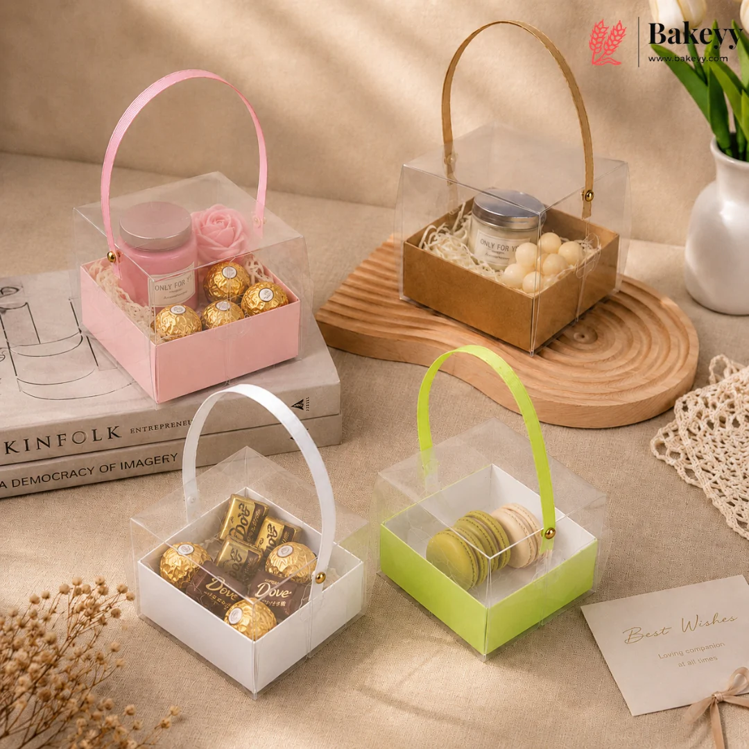 Transparent PVC Goodie Box with Handle & Base | Return Gift & Treat Box | Pack of 12 - Image 13