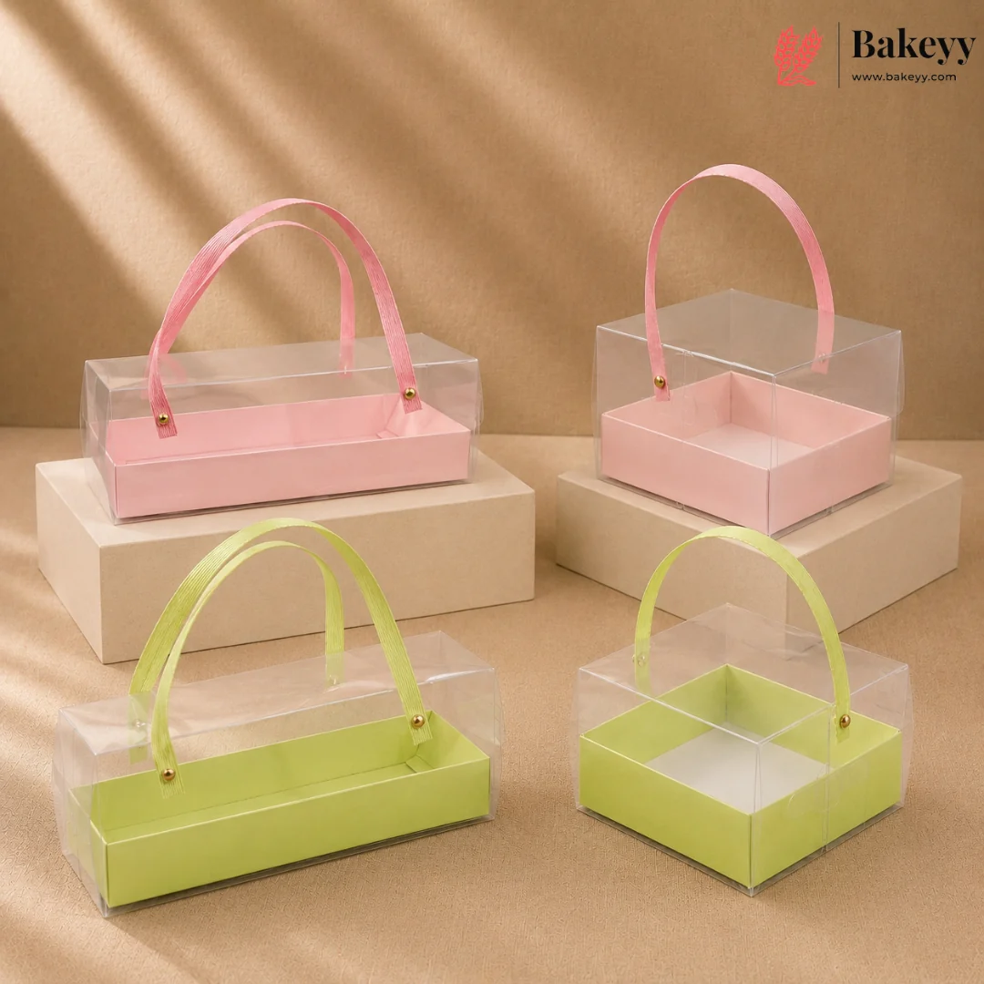 Transparent PVC Goodie Box with Handle & Base | Return Gift & Treat Box | Pack of 12 - Image 14