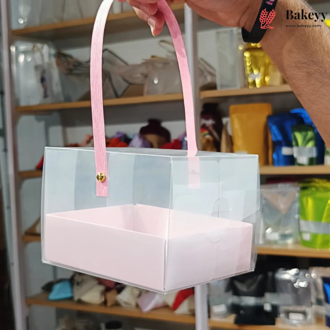 Transparent PVC Goodie Box with Handle & Base | Return Gift & Treat Box | Pack of 12 - Image 4