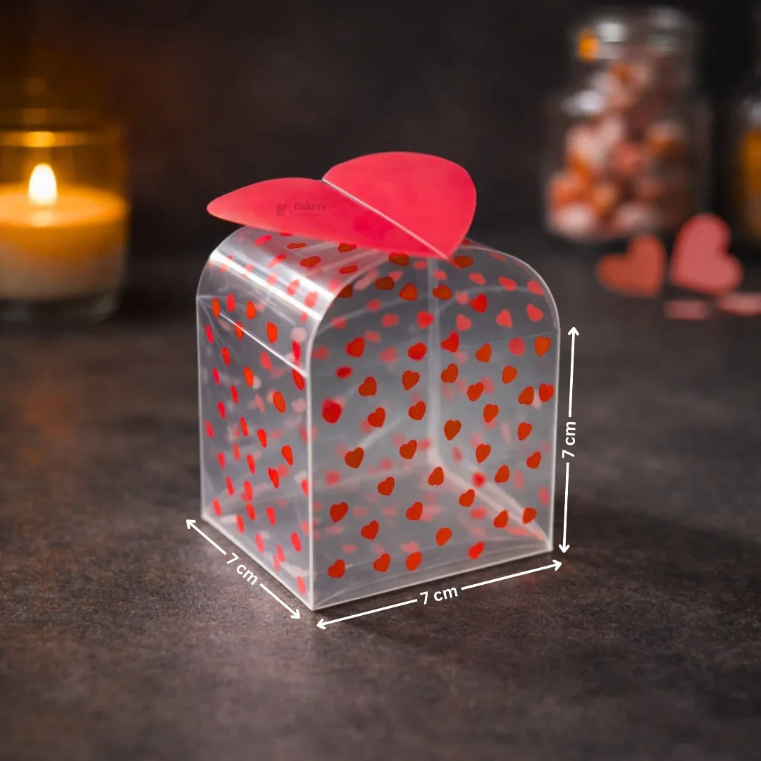 Transparent PVC Heart Print Goodie Box with Heart Top | 2 Sizes Available | Decorative Gift & Favor Packaging | Pack of 10 - Image 5