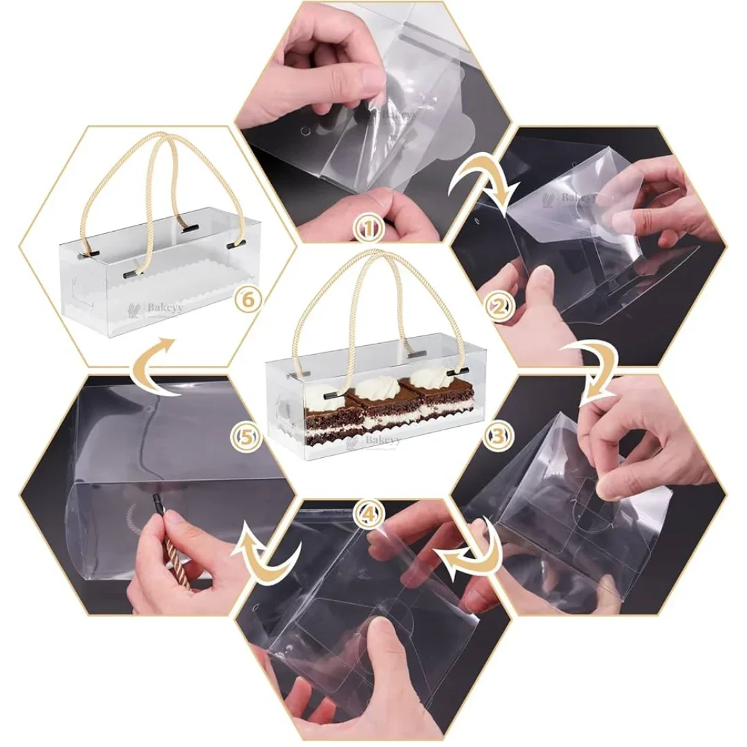 Transparent PVC Window Gift Box with Rope Handle | Premium Display Packaging for Hampers & Chocolates | 2 Size Options | Pack of 10 - Image 3