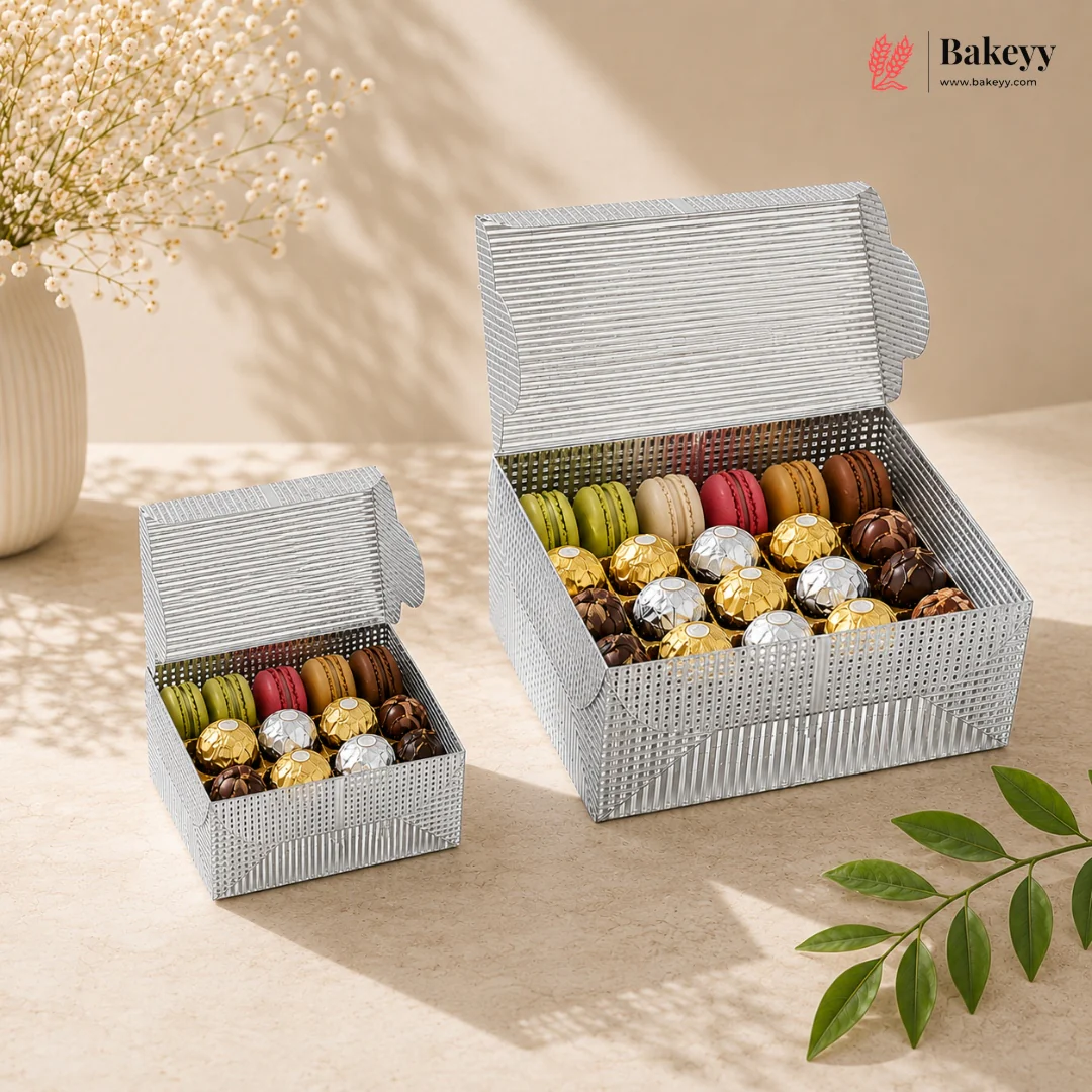 Transparent Silver PVC Gift Box with Lid | Chocolate, Cookie & Dry Fruit Packaging Box | Pack of 10 - Image 6