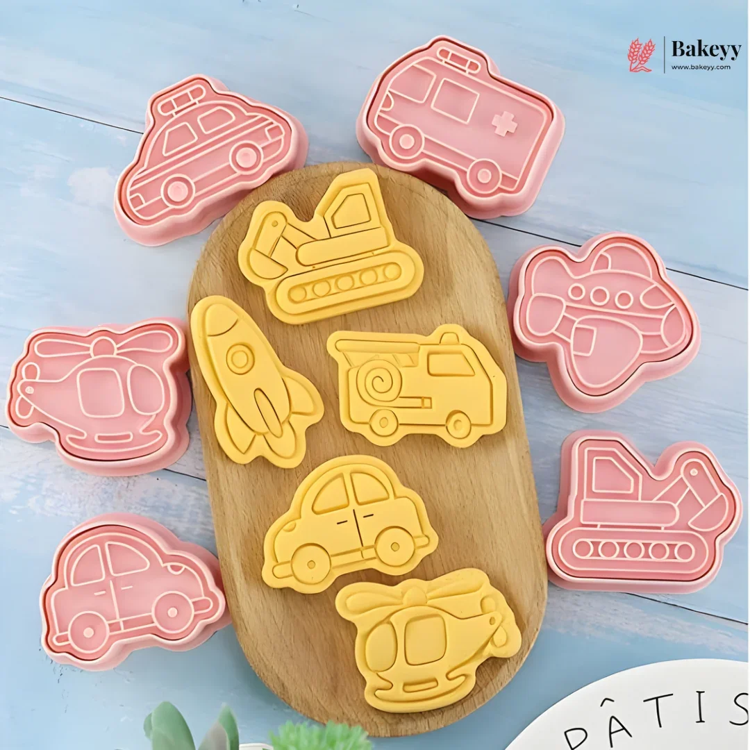 Transport Vehicles Theme Cookie Cutter & Embosser Set | 8 Piece | Pack of 1 - Image 4