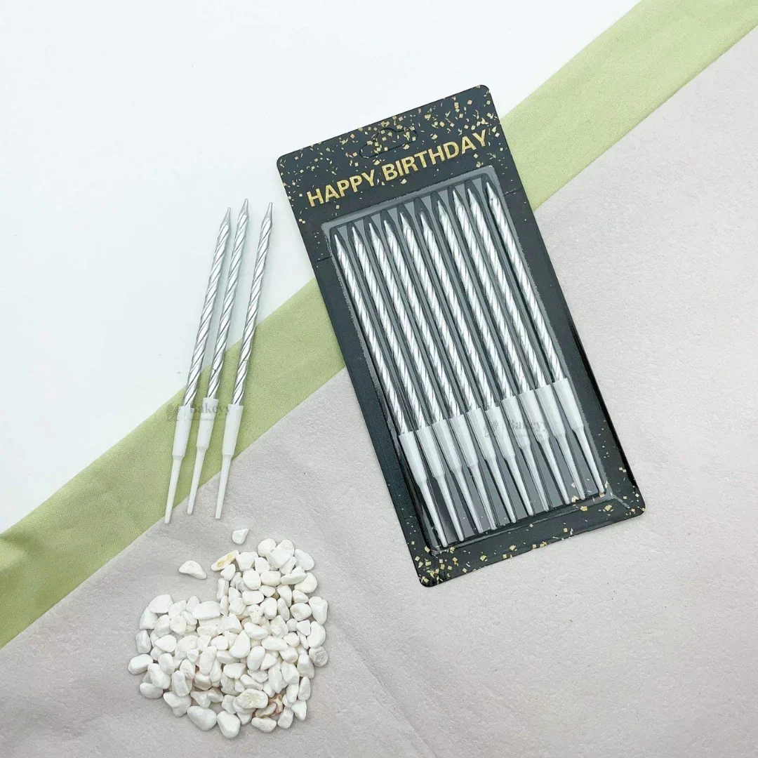 Twisted Metallic Birthday Cake Candles | Multiple Colors Available | Cake Candles with Holders | 10 Candles per Pack | Pack of 1 - Image 11