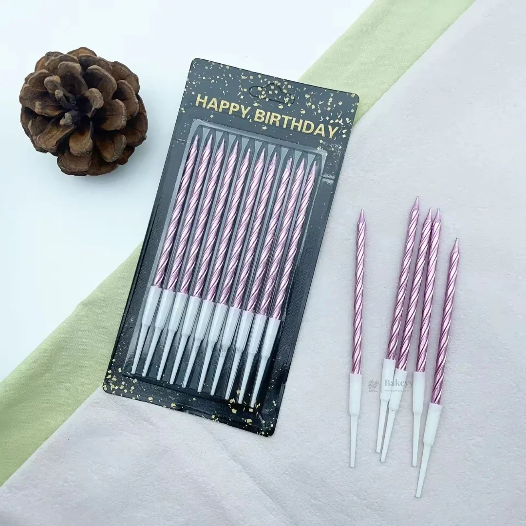 Twisted Metallic Birthday Cake Candles | Multiple Colors Available | Cake Candles with Holders | 10 Candles per Pack | Pack of 1 - Image 12