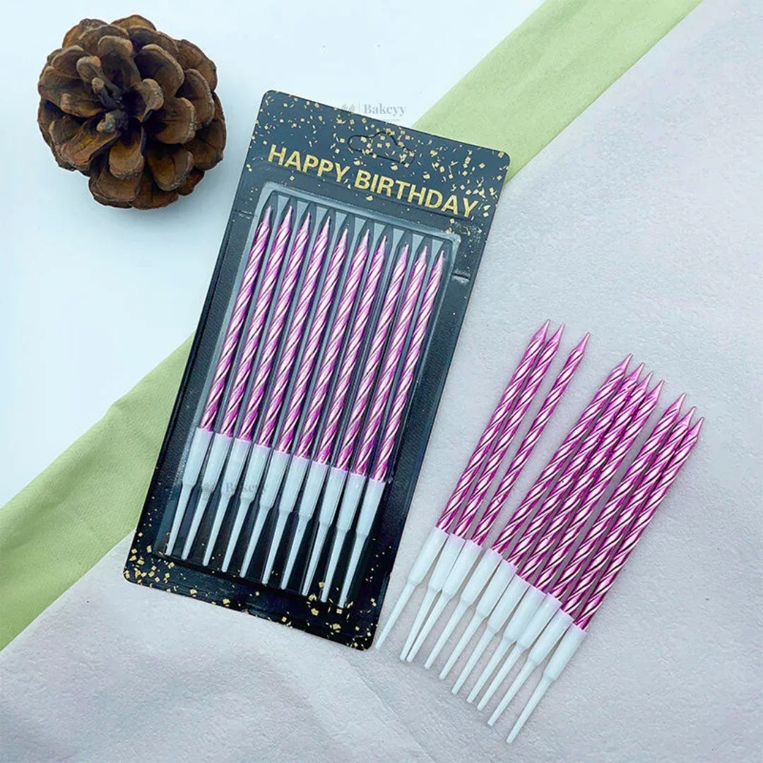 Twisted Metallic Birthday Cake Candles | Multiple Colors Available | Cake Candles with Holders | 10 Candles per Pack | Pack of 1 - Image 13