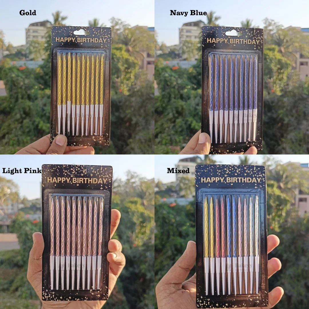 Twisted Metallic Birthday Cake Candles | Multiple Colors Available | Cake Candles with Holders | 10 Candles per Pack | Pack of 1 - Image 2