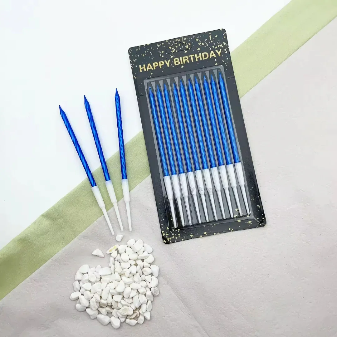 Twisted Metallic Birthday Cake Candles | Multiple Colors Available | Cake Candles with Holders | 10 Candles per Pack | Pack of 1 - Image 7