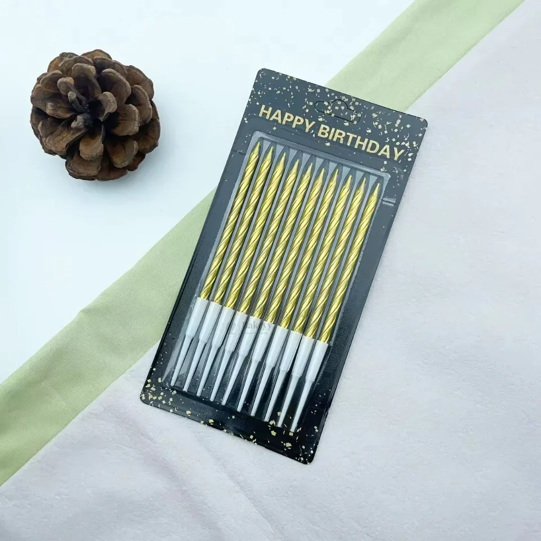Twisted Metallic Birthday Cake Candles | Multiple Colors Available | Cake Candles with Holders | 10 Candles per Pack | Pack of 1 - Image 8
