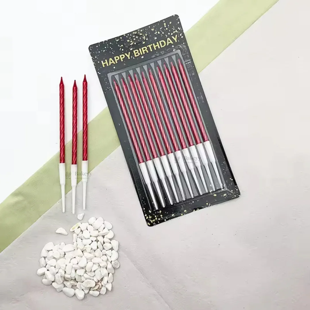 Twisted Metallic Birthday Cake Candles | Multiple Colors Available | Cake Candles with Holders | 10 Candles per Pack | Pack of 1 - Image 9