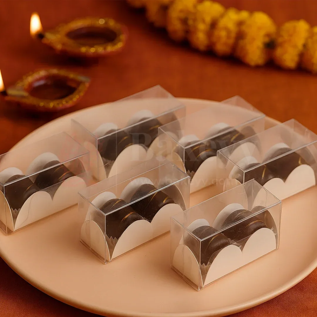 Two Cavity Transparent Chocolate Box | Pack of 100 - Image 5
