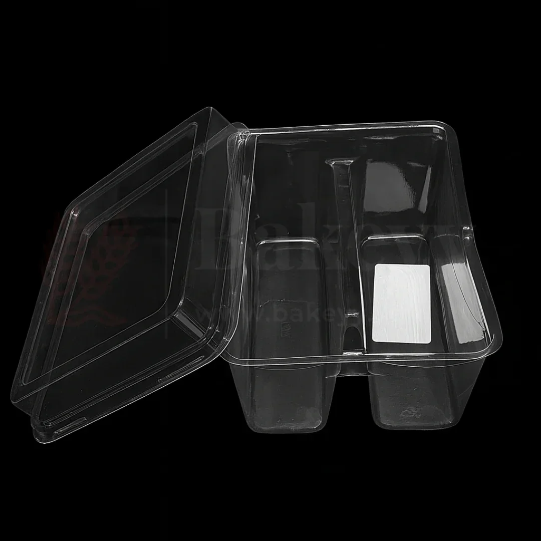 Two Compartment PET Box with Lid | Perfect for Churros & Chocolate sauce | Pack of 50 - Image 3