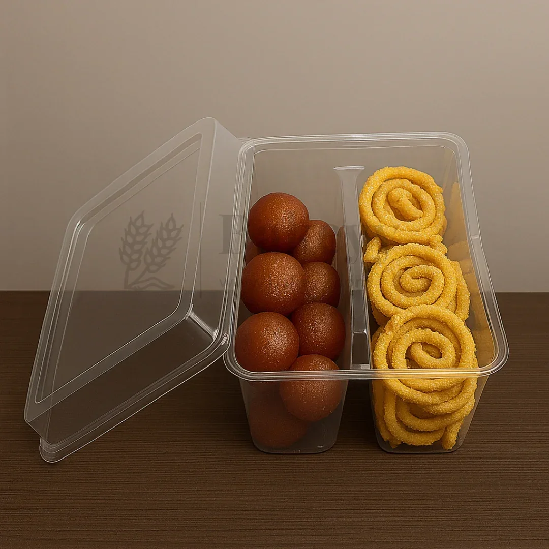 Two Compartment PET Box with Lid | Perfect for Churros & Chocolate sauce | Pack of 50 - Image 4