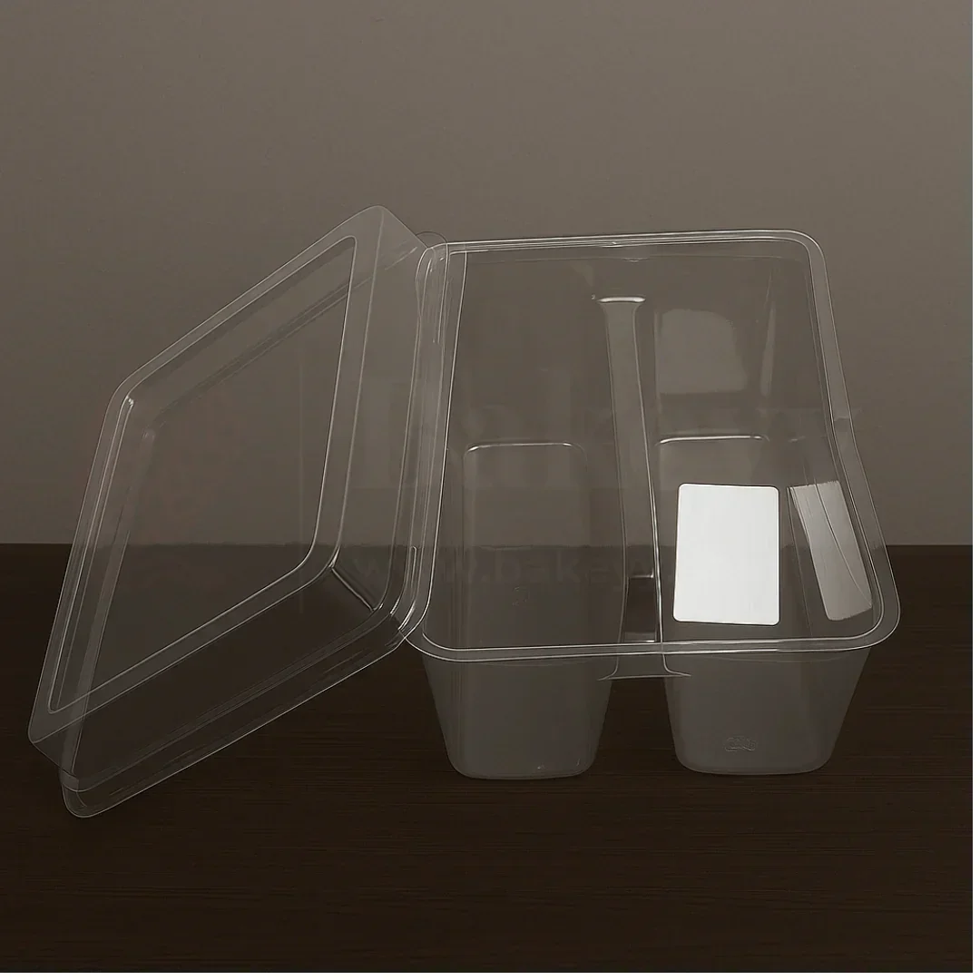 Two Compartment PET Box with Lid | Perfect for Churros & Chocolate sauce | Pack of 50 - Image 5
