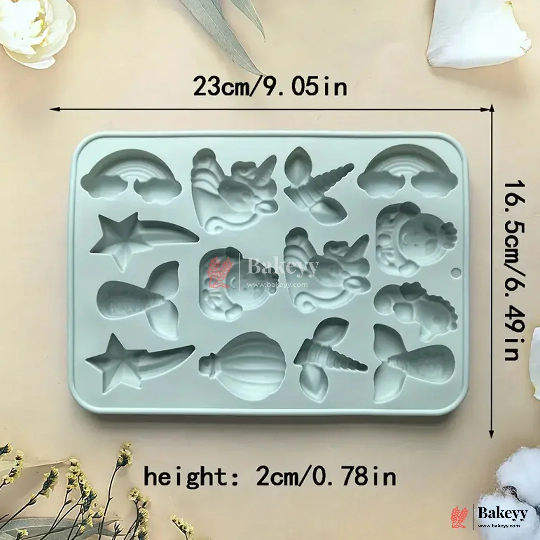 Unicorn & Mermaid Silicone Mold  | 3D Cartoon Fantasy Theme for Cake Decorating, Chocolate, Resin | 1 Piece - Image 2