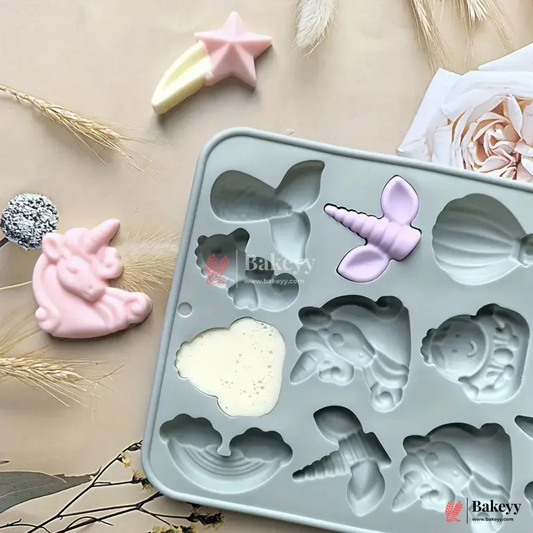 Unicorn & Mermaid Silicone Mold  | 3D Cartoon Fantasy Theme for Cake Decorating, Chocolate, Resin | 1 Piece - Image 3