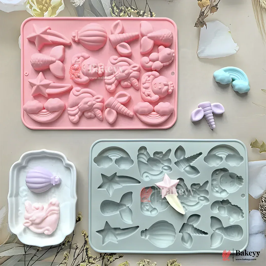 Unicorn & Mermaid Silicone Mold  | 3D Cartoon Fantasy Theme for Cake Decorating, Chocolate, Resin | 1 Piece - Image 4