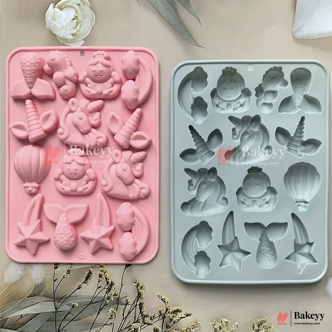 Unicorn & Mermaid Silicone Mold  | 3D Cartoon Fantasy Theme for Cake Decorating, Chocolate, Resin | 1 Piece - Image 5