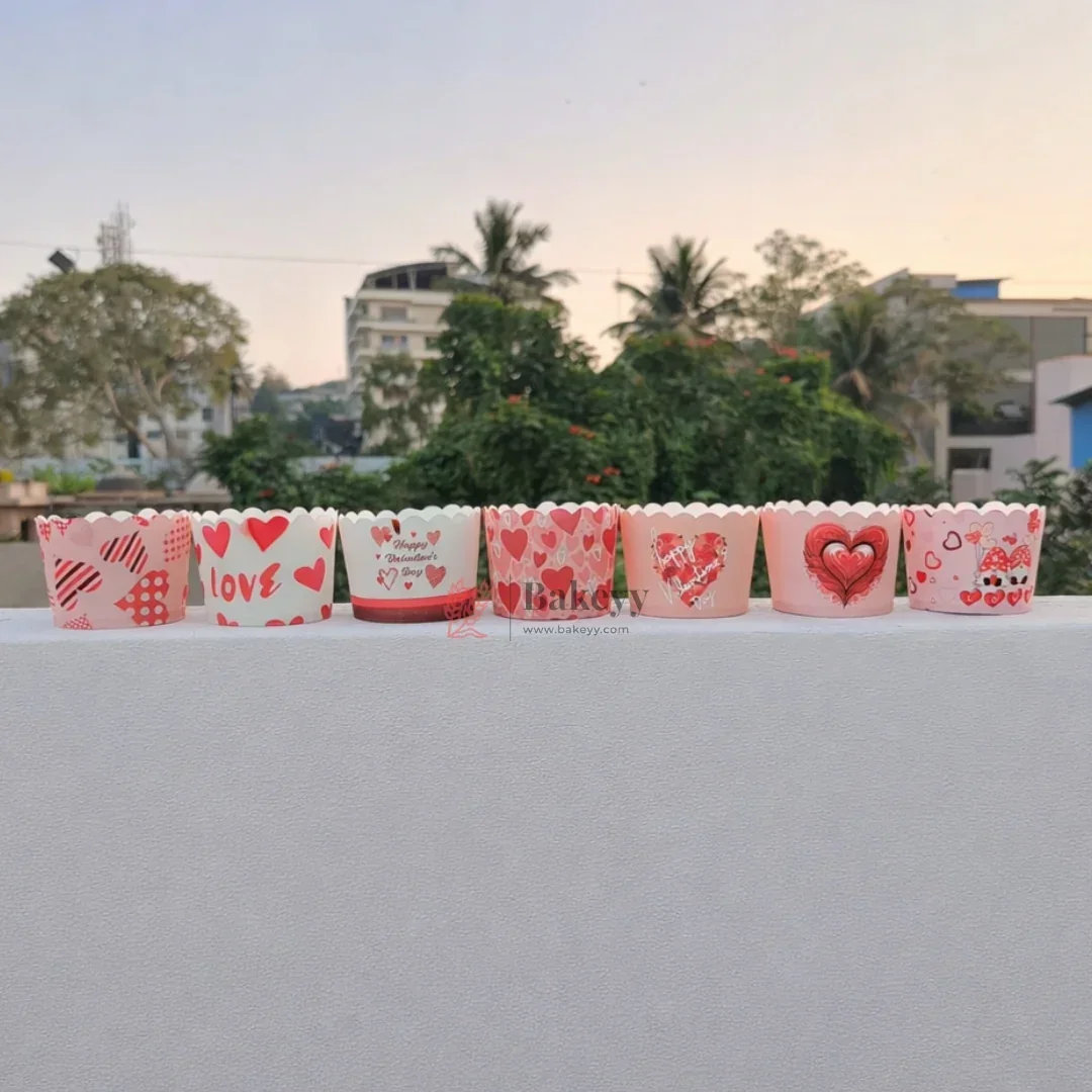 6 cm | Valentine Printed Muffin Cup | Cupcake Paper Cups | Heart Design Baking Liners | Pack of 50 - Image 2