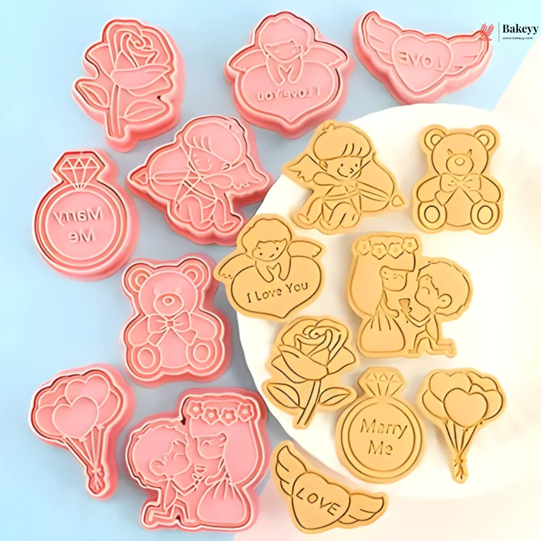Valentine Theme Cookie Cutter & Embosser Set | 8 Piece | Pack of 1 - Image 3