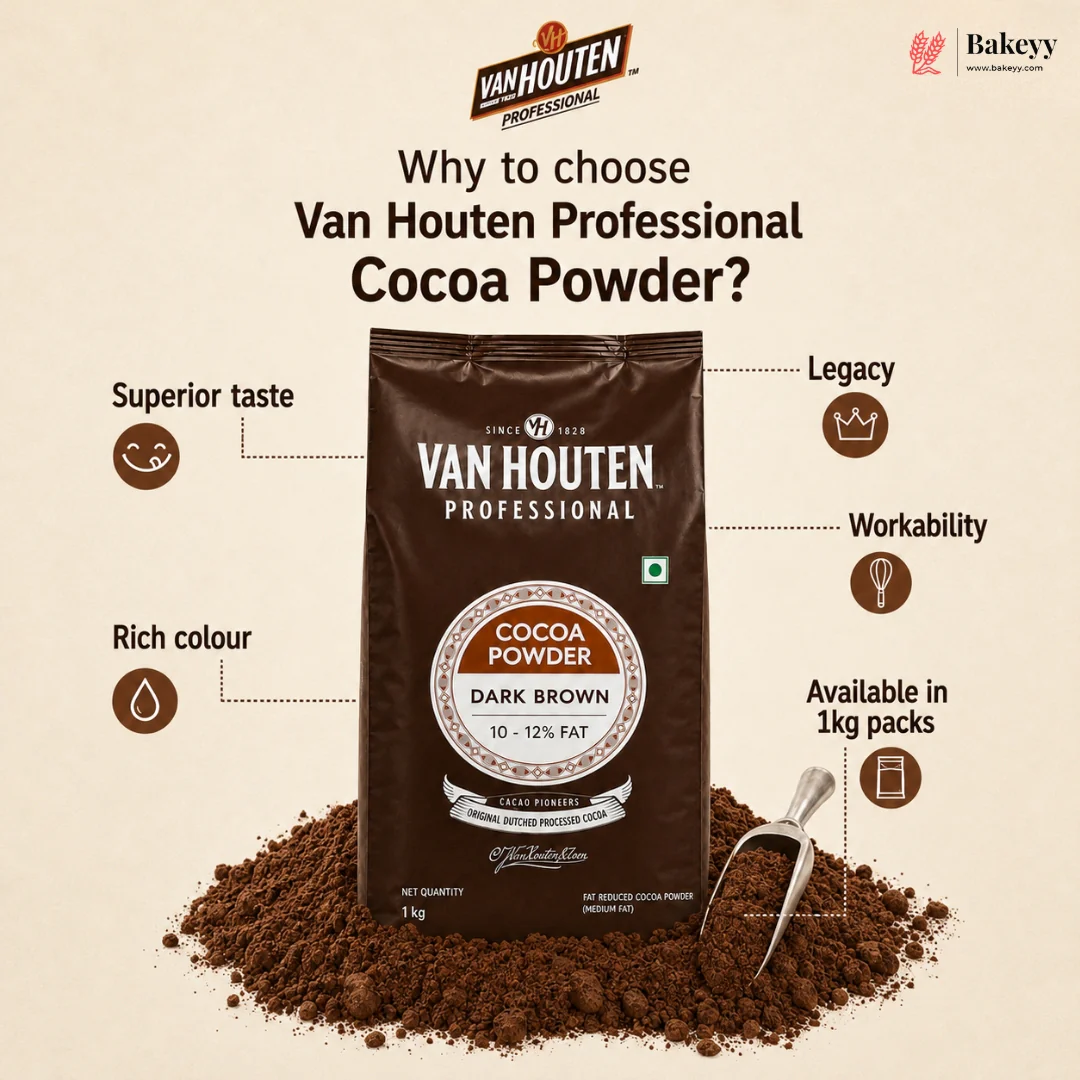 Van Houten Cocoa Powder Dark Brown (10-12% Fat) | 1 kg | Pack of 1 - Image 3
