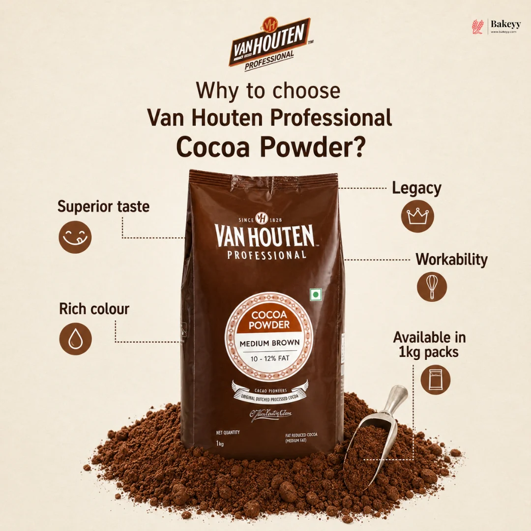 Van Houten Cocoa Powder Medium Brown (10-12% Fat) | 1 kg | Pack of 1 - Image 3