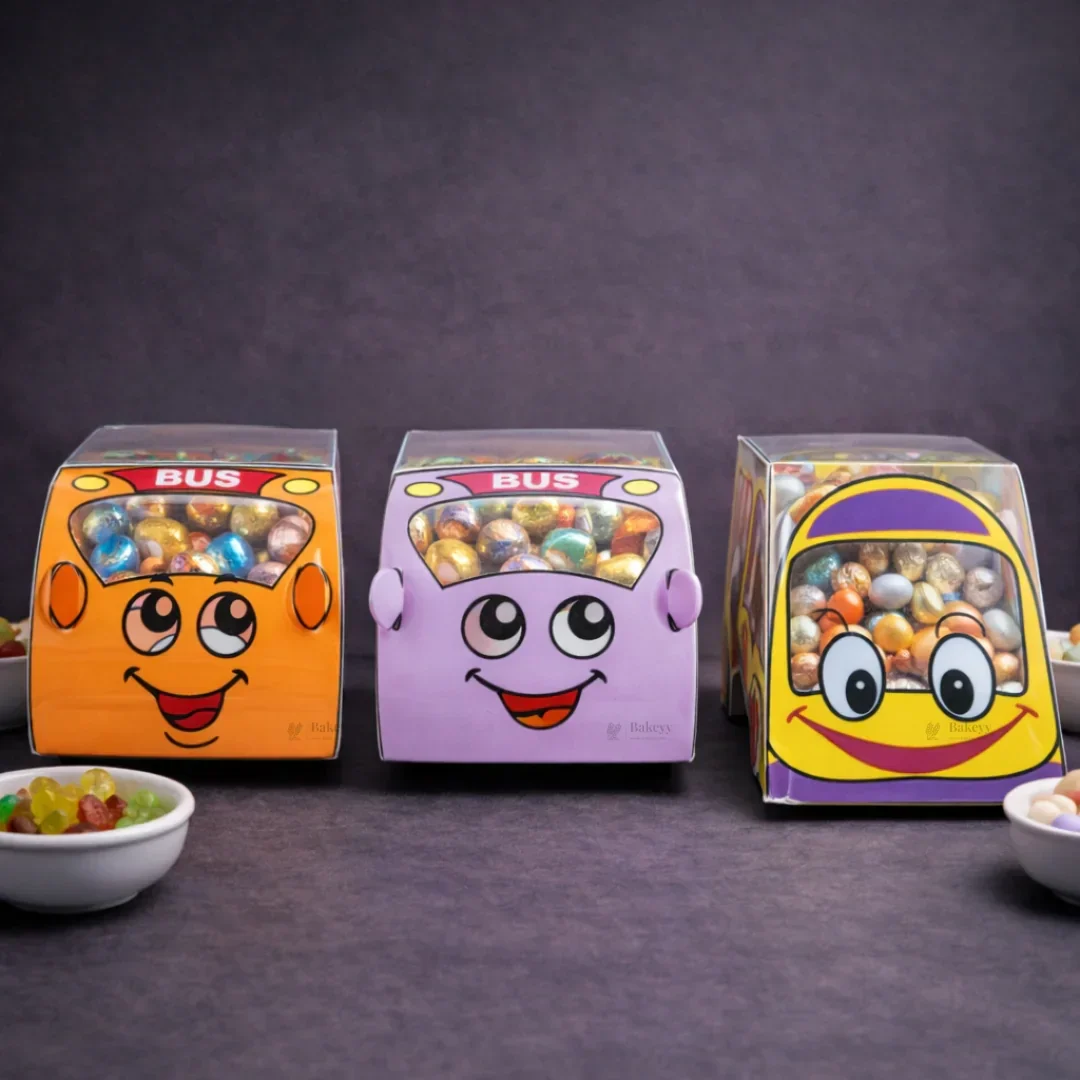 Vehicle Theme PVC Goodie Box | Cartoon Bus & Car Design Gift and Return Favor Box | 3 Designs Available | Pack of 10 - Image 2