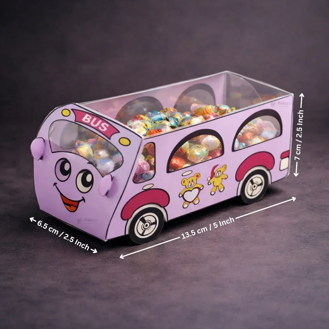 Vehicle Theme PVC Goodie Box | Cartoon Bus & Car Design Gift and Return Favor Box | 3 Designs Available | Pack of 10 - Image 4