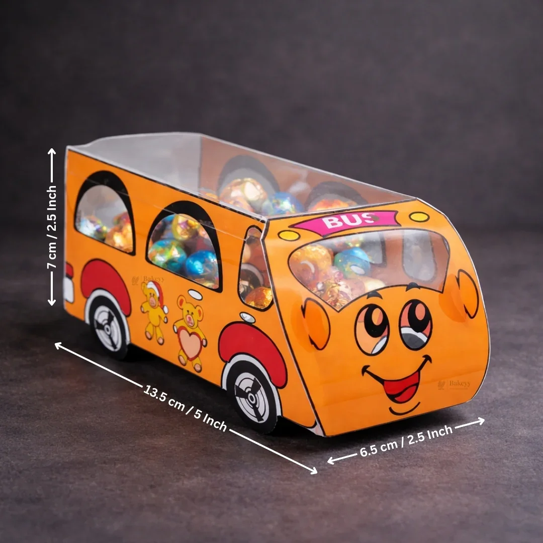 Vehicle Theme PVC Goodie Box | Cartoon Bus & Car Design Gift and Return Favor Box | 3 Designs Available | Pack of 10 - Image 5