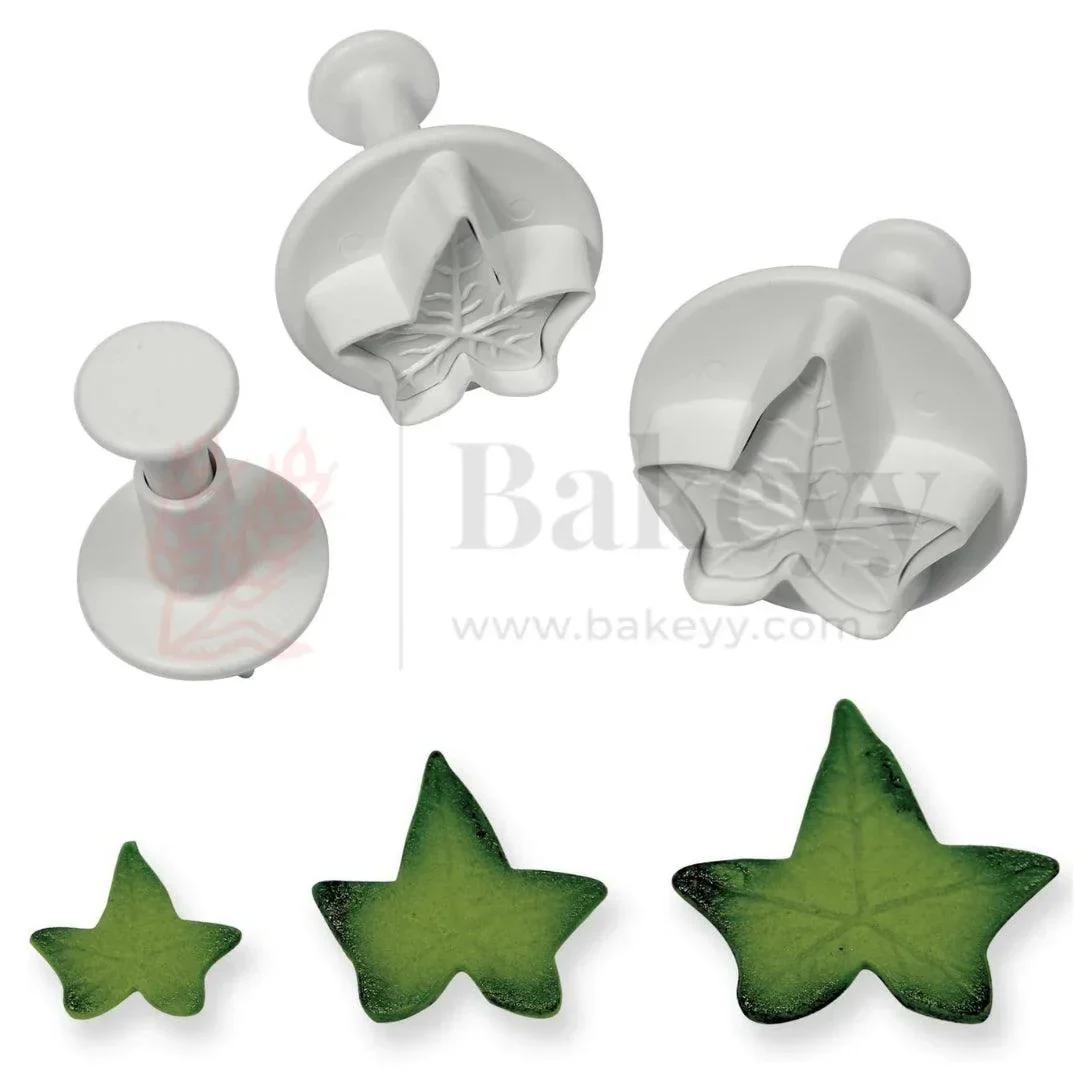 Veined Ivy Leaf Plunger Cutter| Cake Decorating Tool| Perfect for Biscuits, Cookies, Fondant| 3 Piece Set
