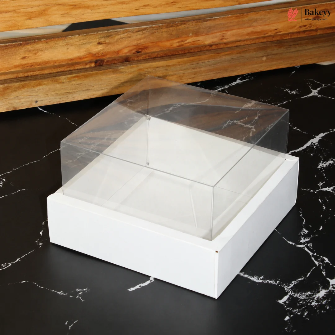 White Cake and Hamper Box with Clear Transparent Lid for Cakes & Decoration | Pack of 10 - Image 5